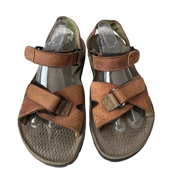 Frye Men’s Size 10 Leather Sandals Riverton Strappy Hook Loop Slingback Brown - Picture 1 of 12